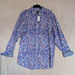Cremieux Premium Denim Paisley Long Sleeve Shirt Size 3XT  New